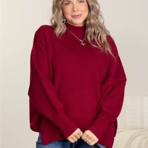 Zenana Outfitters Burgundy Turtleneck Sweater